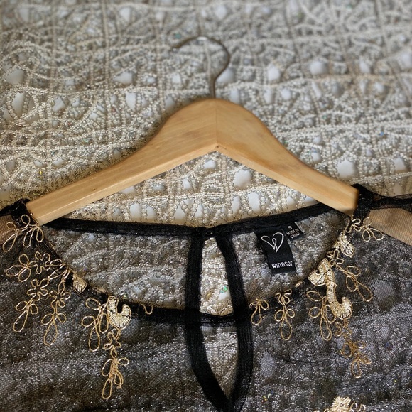 Sheer gold embroidered top - Picture 3 of 3